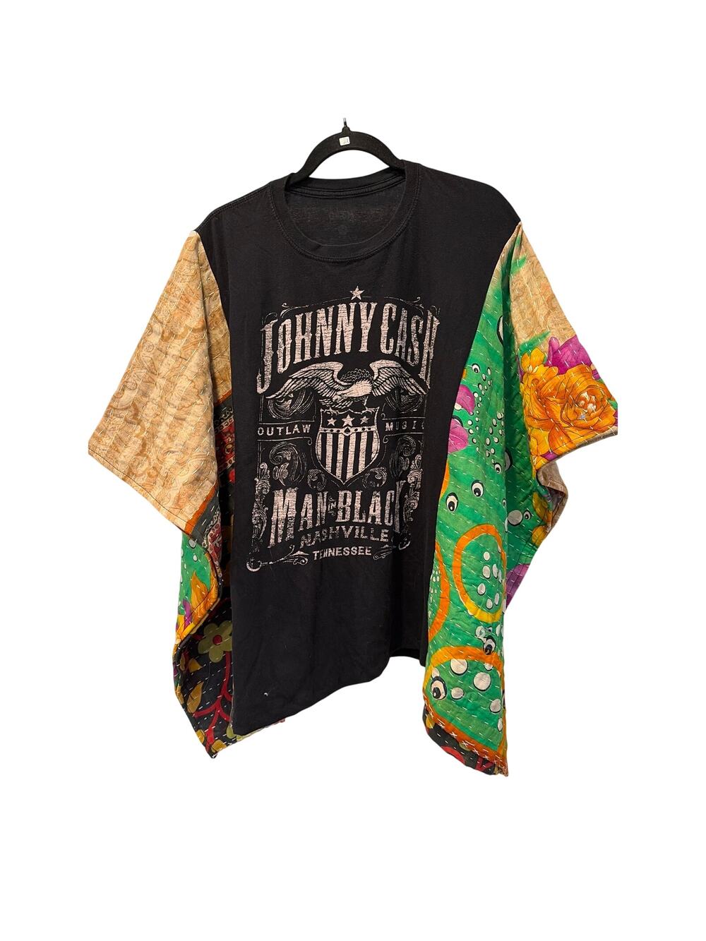 Johnny Cash Upcycled Kantha Tunic Top Shirt OS Handmade Boho